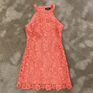 Lulu's Coral Lace Floral Dress